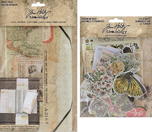 Tim Holtz Idea-Ology 2020 Travel Folio & Field Notes Ephemera - 2 Item Bundle