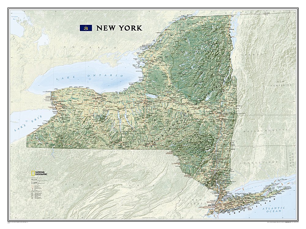 National Geographic: New York Wall Map (40.5 x 30.25 inches) (National Geographic Reference Map)