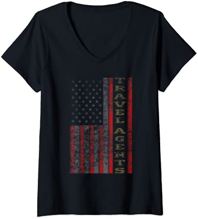 Womens Cool Patriotic Travel Agents USA - US Flag Gift Idea V-Neck T-Shirt
