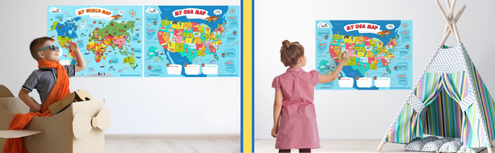 poster map, world map poster, USA poster map