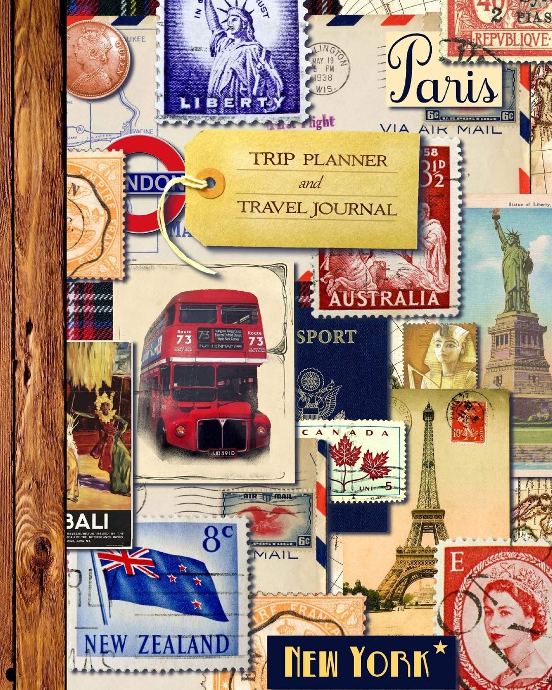 Trip Planner & Travel Journal: Vacation Planner & Diary for 4 Trips, with Checklists, Itinerary & more [ Softback Notebook * Large (8” x 10”) * Vintage Collage ] (Travel Gifts)