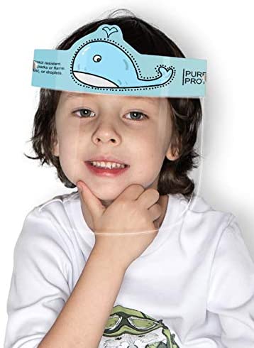 Pure Protective Reusable Anti-Fog Face Shield, Child Size, Whale (11.0 in x 6.7 in) - 2-Pack