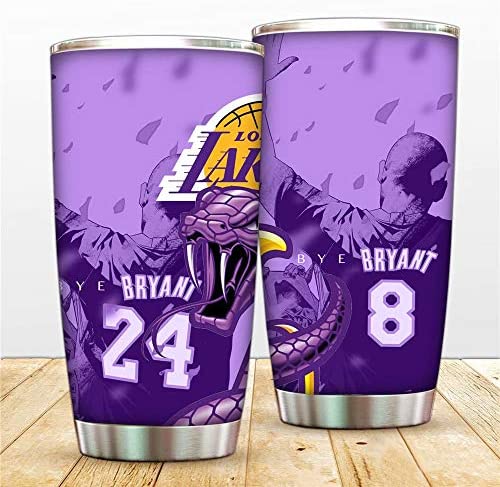 Los Angeles Travel Tumbler Cups,Black Mamba Vacuum Mugs,Basketball Player 24 Double Wall Insulated Coffee Mug with Lip,Mamba 8 Thermos Steel Tumbler Cups for Boys Men