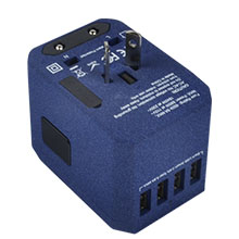 USB Type C Travel Power Plug Adapter - 5 USB Ports (4 USB Type A + 1 USB Type C Sand Blue) Wall 