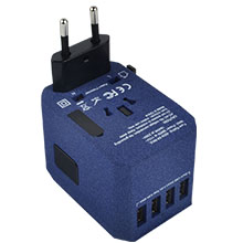 USB Type C Travel Power Plug Adapter - 5 USB Ports (4 USB Type A + 1 USB Type C Sand Blue) Wall 