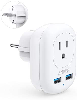 Anker European Travel Adapter, PowerExtend USB Plug International Power Adapter with 2 USB and 1 Outlet, US to Most of Europe EU Spain Iceland Italy France Germany
