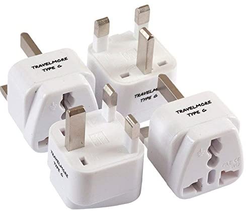 4 Pack UK Travel Adapter for Type G Plug - Works with Electrical Outlets in United Kingdom, Hong Kong, Ireland, Great Britain, Scotland, England, London, Dublin & More