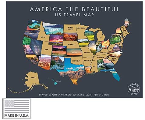 America The Beautiful USA Scratch Off Map- Interactive Travel Map - Scratch Off Poster Reveals Beautiful Nature Photography of Each 50 States - Travelers Gift - Traveler Wall Decor