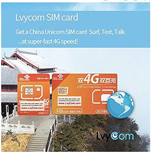 China SIM Card 1GB 4G LTE Data + 50 mins Local Calls or 100 Local Texts,! Free Incoming Calls and Texts