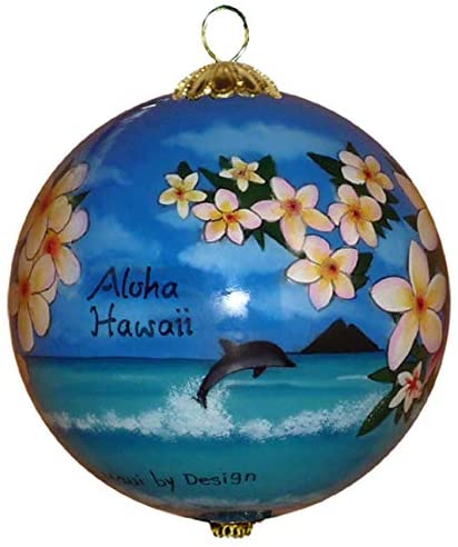 Collectible Hawaiian Christmas Ornament - Morning Glory White Plumeria MP/H