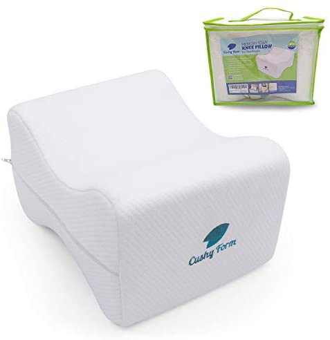 Knee Pillow for Side Sleepers - Sciatic Nerve Pain Relief | Best for Pregnancy, Hip, Knee, Back and Spine Alignment | Memory Foam Orthopedic Leg Pillow Wedge with Washable Cover+Free Storage Bag (Lrg)