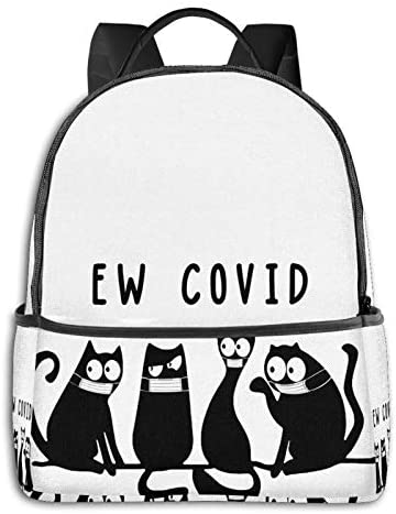 Ew Covid Cats School Unisex Large Capacity Durable Green Outdoor Activity Four Seasons Daily Daypacks