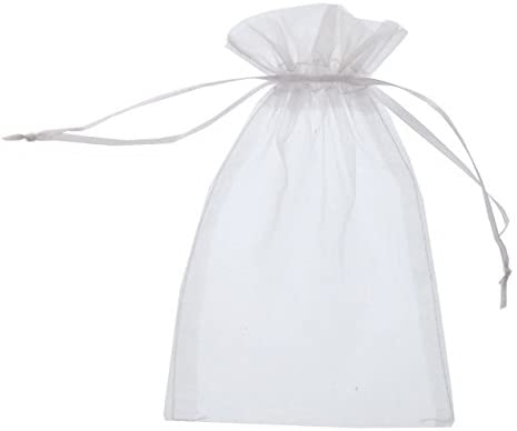 SumDirect 100Pcs 5x7 inch White Sheer Drawstring Organza Jewelry Pouches Wedding Party Christmas Favor Gift Bags