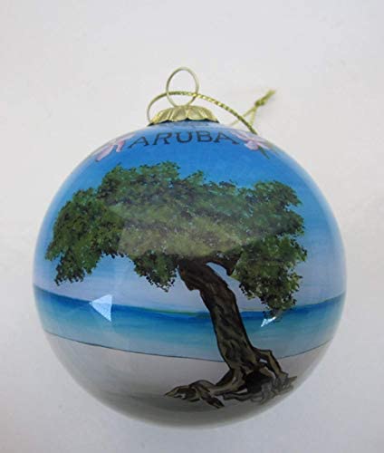 Hand Painted Glass Christmas Ornament - Divi Divi Tree Aruba