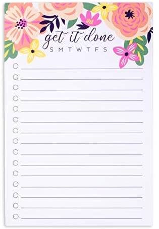 Steel Mill & Co To Do List Notepad with 75 Lined Sheets, Daily/Weekly Desktop Planner Pad for Shopping Lists, Reminders, Appointments, Mint Floral