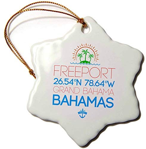 3dRose Freeport, Bahamas. Location Coordinates Elegant Travel Gift. - Ornaments (ORN_315804_1)