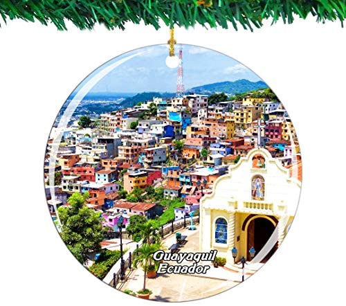 Weekino Ecuador Guayaquil Christmas Ornament City Travel Souvenir Collection Double Sided Porcelain 2.85 Inch Hanging Tree Decoration
