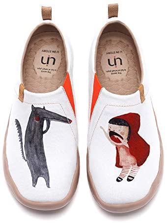 UIN Women's Flats Canvas Lightweight Sneakers Slip Ons Walking Casual Art Painted Travel Holiday Shoes Princess's Garden