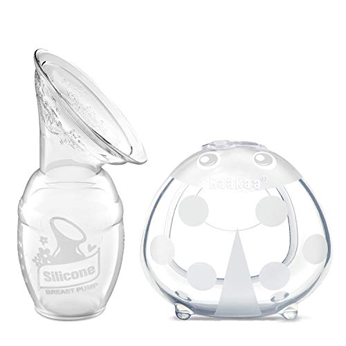 Haakaa Ladybug Silicone Breast Milk Collector 150ml & Silicone Breast Pump 100ml Combo - Perfect Match for Pumping & Breastfeeding, New Mom Gift Ideas (2-Piece Set)