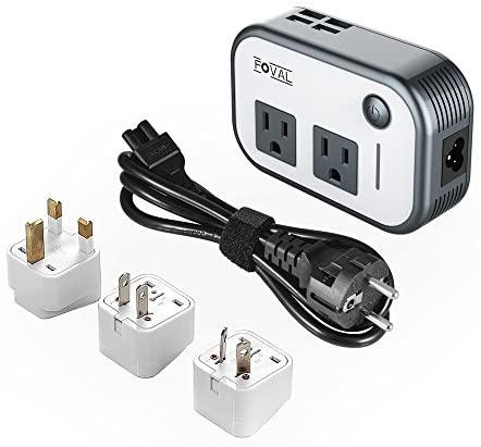 Foval Power Step Down 220V to 110V Voltage Converter with 4-Port USB International Travel Adapter for China UK European Etc - [Use for US appliances Overseas]