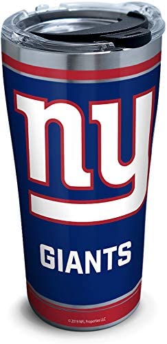 Tervis NFL New York Giants - Touchdown Stainless Steel Insulated Tumbler with Clear and Black Hammer Lid, 20 oz, Silver