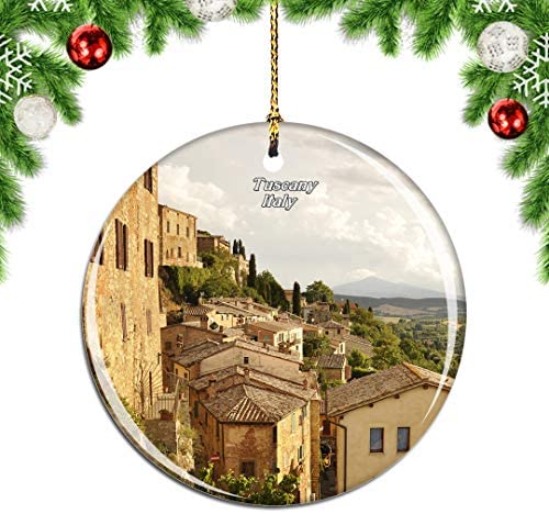 Weekino Tuscany Italy Christmas Xmas Tree Ornament Decoration Hanging Pendant Decor City Travel Souvenir Collection Double Sided Porcelain 2.85 Inch