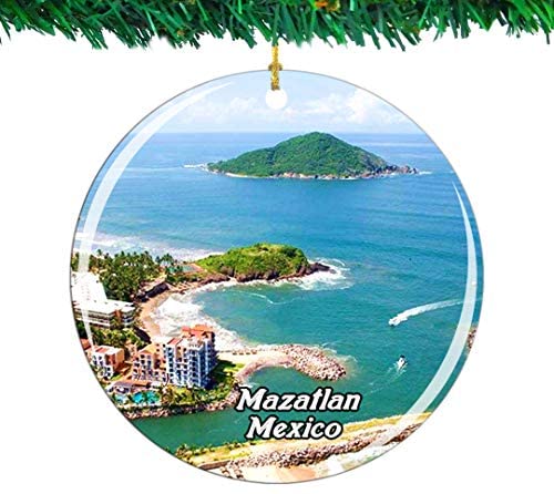 Weekino Mexico Mazatlan Christmas Ornament City Travel Souvenir Collection Double Sided Porcelain 2.85 Inch Hanging Tree Decoration