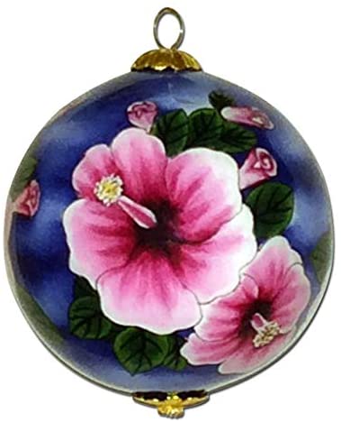 Maui by Design Hawaii Hibiscus Ornament Hand-Painted Collectible Glass Hawaiian Christmas Ornament FHN/H