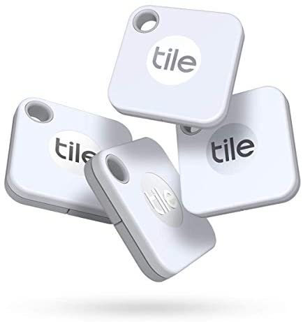 Tile Mate (2020) 4-pack -Bluetooth Tracker, Keys Finder and Item Locator for Keys, Bags and More; Water Resistant with 1 Year Replaceable Battery