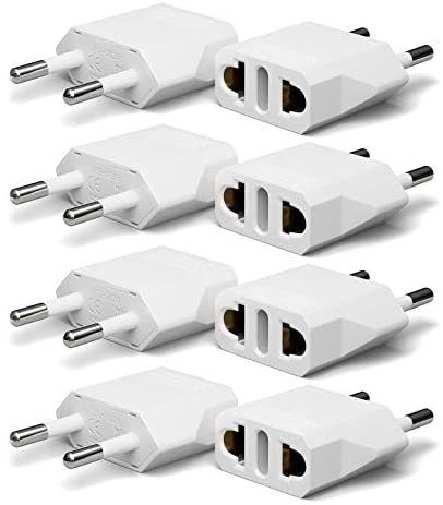 Unidapt USA to European/Asia Plug adapter - Europe Outlet Plug Adapters, 8-Pack Power Converter, Travel US to EU Euro Socket, (Type C)