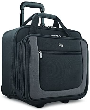 Solo New York Bryant Rolling Bag with Wheels, Fits Up to 17.3-Inch Laptop, Black/Grey, 14" x 16.8" x 5"