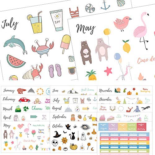 Seasons & Holidays Planner Stickers Value Pack - 16 Sheets, Cute Custom Scrapbook & Planner Stickers, Fun Supplies for Bullet Dotted Journals, Christmas, Easter, Halloween, Birthdays by Sunny Streak