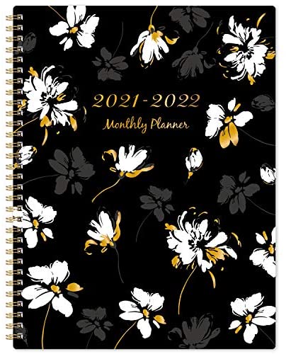 2021-2022 Monthly Planner - 18-Month Planner Start in July 2021 not January 2021, Jul. 2021 - Dec. 2022, Floral Calendar Planner with Tabs & Double Side Pocket & Label, Contacts and Passwords, 9"x 11", Twin-Wire Binding