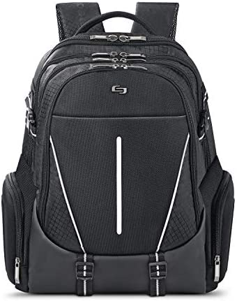 Solo New York Rival 17.3 Inch Laptop Backpack with Hardshell Side Pockets, Black