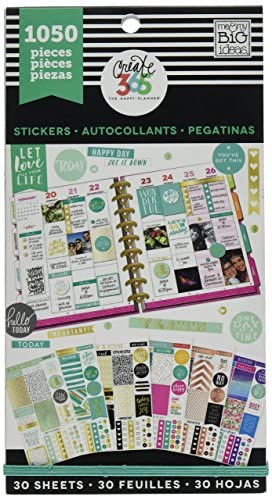 me & my BIG ideas Sticker Value Pack - The Happy Planner Scrapbooking Supplies - The Colorful Life Theme - Multi-Color & Gold Foil - Great for Projects & Albums - 30 Sheets, 1050 Stickers Total