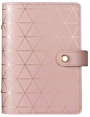 Guokichy Regenerated Leather Journal Travel Composition Notebook Filofax Planner Organiser Personal Memo (Pinkgold, A6)