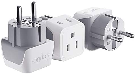 Schuko Germany, France Plug Adapter by Ceptics, Dual Input - Ultra Compact Light Weight - Usa to Russia, South Korea Travel Adaptor Plug - Type E/F (3 Pack)